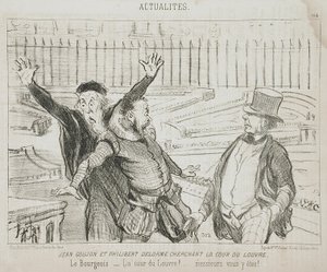 Jean Goujon og Philibert Delorme på jakt etter gårdsplassen ved Louvre av Honoré Daumier