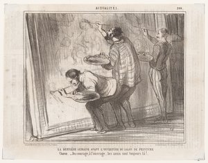Den siste uken før åpningen av malerisalongen... (Aktualiteter), fra Le Charivari av Honoré Daumier