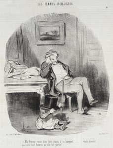 Min kone blir svært lenge ved denne banketten... av Honoré Daumier