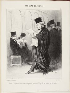Mester Chapotard leser i en rettsavis en lovprisning av seg selv, skrevet av ham selv av Honoré Daumier