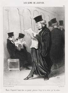 Mester Chapotard leser... lovprisningen av seg selv... av Honoré Daumier