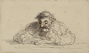 Lesende mann av Honoré Daumier