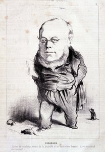 Proudhon, "" apostel for sosialismen, fiende av eiendom og dens patenterte ødelegger"" - av Daumier, i "" Charivari"" av 06/01/1849 av Honoré Daumier