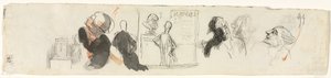 Skisser av forskjellige figurer (verso) av Honoré Daumier