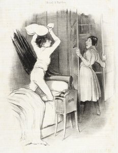 Théâtre du Vaudeville - Etter midnatt av Honoré Daumier