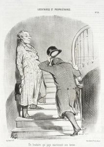 En leietaker som betaler husleien sin punktlig av Honoré Daumier