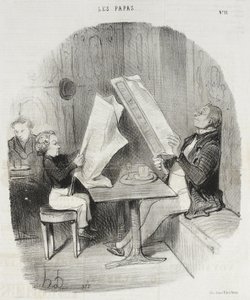 Et barn som morer seg med lite. Le Constitutionnel er nok for ham hele kvelden av Honoré Daumier