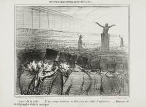 Utsikt over den store salen, plate 1 fra Souvenir Du Grand Festival Des Orphéonistes av Honoré Daumier