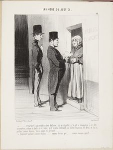 ...og idet han snakket med sin slik erklærte portnerske... av Honoré Daumier