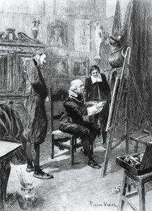 Illustrasjon av Pierre Vidal (1849-1929) for Ukjent mesterverk, novelle av Honore de Balzac (1799-1850) fra flerbindssamling med tittelen Human Comedy, utgitt i 1901, Paris