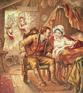 The Birth of Tom Thumb, illustrasjon fra Our Nurses Picture Book, gravert av Kronheim & Co., 1869
