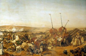 Erobringen av Algerie (1830-1847): "" Fangst av Smalah (Smala) av Abd el Kader (Abd-el-Kader eller Ibn Muhyi al-Din al-Hasani) (1807-1883) av hertugen av Aumale i Taguin av Emile Jean Horace Vernet