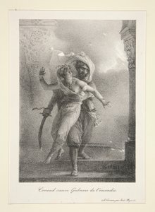 Conrad redder Gulnare fra l av Emile Jean Horace Vernet