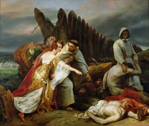 Edith Finding the Body of Harold, 1828. av Emile Jean Horace Vernet