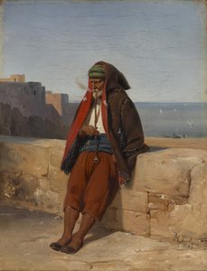 En algerier som røyker pipe av Emile Jean Horace Vernet