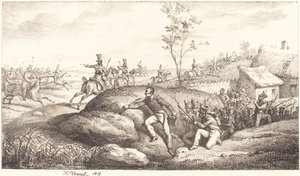 Infanteri bakholdsangrep mot kosakkene av Emile Jean Horace Vernet