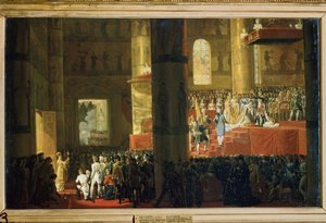 Kroningen av keiserinne Maria Feodorovna, 5. april 1797. (Kroningen av keiserinne Maria Feodorovna den 5. april 1797). Maleri av Horace Vernet (1789-1863). Olje på lerret, 60 x 95 cm. Fransk kunst fra 1800-tallet. Statens russiske museum, Sa av Emile Jean Horace Vernet