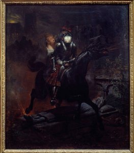 Leonores ballade Illustrasjon av Gottfried Burgers dikt "" Leonore" (1747-1794), Døden på hesten hans tar Leonore. Maleri av Emile Jean Horace Vernet (1789-1863) 1839 Søn. 0,61x0,55 m Nantes, musee des Beaux Arts av Emile Jean Horace Vernet