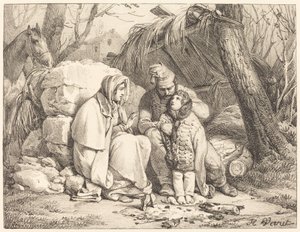 Soldatens familie leiret av Emile Jean Horace Vernet