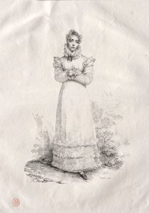 Ung kvinne står av Emile Jean Horace Vernet