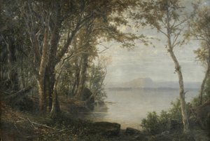 Mount Katahdin, landskap med innsjø og fjell av Horace Wolcott Robbins