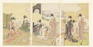 Kvinner i et friluftsrom av Hosoda Eishi