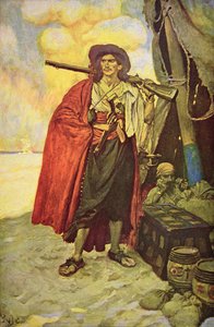 Buccaneer of Hispaniola i Karibien (farge litho)
