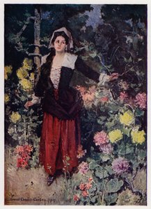 Illustrasjon for Evangeline, A Tale of Arcadie, av Henry Wadsworth Longfellow (farge litho)