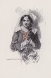 Illustrasjon for Evangeline, A Tale of Arcadie, av Henry Wadsworth Longfellow (litho) av Howard Chandler (after) Christy