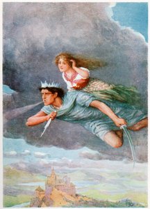 'A Thousand Miles a Hour', fra Italian Fairy Tales, av Lilia E. Romano, utgitt av Raphael Tuck & Sons (farge litho) av Howard Davie