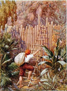 Crusoe og hans festning, illustrasjon for 