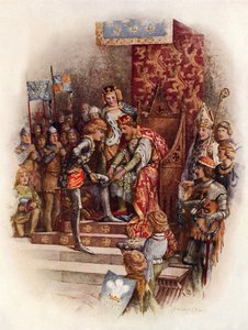 Edward, den svarte prinsen og strømpebåndsordenen (farge litho) av Howard Davie
