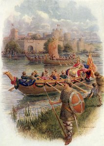 Kong Edgar ved elven Dee (farge litho) av Howard Davie
