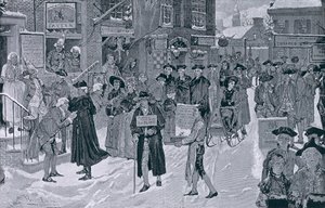 Christmas Morning in Old New York Before the Revolution, illustrasjon fra Harper