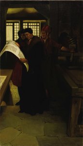 Gutenberg ved pressen, 1902. av Howard Pyle
