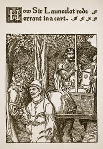 Hvordan Sir Launcelot red vill i en vogn, illustrasjon fra 'The Story of Sir Launcelot and his Companions', 1907 av Howard Pyle