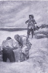 Kidd at Gardiners Island, fra Howard Pyles Book of Pirates utgitt av Harper & Bros, 1921 av Howard Pyle