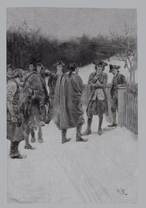 Paul Revere Bringing News to Sullivan, gravert av F.H. Wellington, illustrasjon fra 