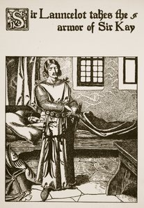 Sir Launcelot tar rustningen til Sir Kay, illustrasjon fra 