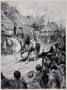 Sivilprosesjonen ledet av general Washington og guvernør Clinton av Howard Pyle