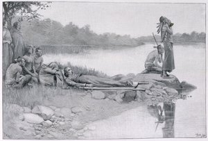 The Death of Indian Chief Alexander, bror til kong Philip, illustrasjon fra 