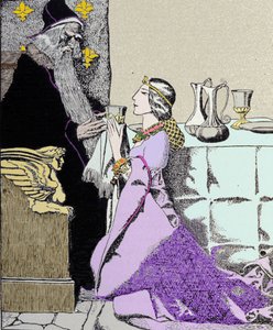 Viviane-avgiften trollbinder Merlin the Enchanter. Illustrasjon av Howard Pyle (1853 - 1911), amerikansk illustratør av Howard Pyle