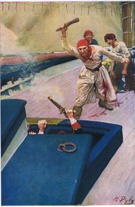 Den virkelige kampen begynte, fra Howard Pyles Book of Pirates utgitt av Harper & Bros, 1921 av Howard Pyle