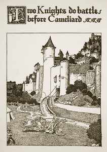 To riddere kjemper foran Cameliard, illustrasjon fra 