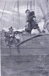 Walking the plank, fra Howard Pyles Book of Pirates utgitt av Harper & Bros, 1921 av Howard Pyle