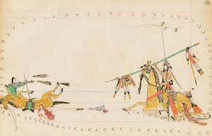 Howling Wolf and Another Warrior, 1874-75 (penn, blekk og wc på hovedbokpapir)