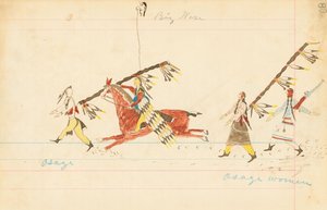Osage, Big Nose, Osage Women, 1874-75 (penn, blekk og wc på hovedbokpapir)