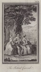 The Poetical Coxcomb (gravering) av Hubert (after) Gravelot