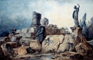 Tegnerne. Tegning etter Hubert Robert (1733-1808) av Hubert (after) Robert