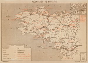 Pilegrimsreiser i Bretagne (fargelitografi) av Hubert Clerget